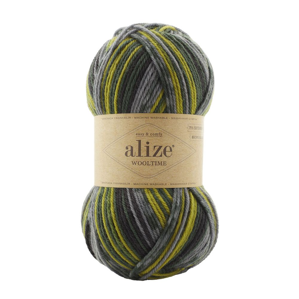 Пряжа Alize (Ализе) Wooltime / уп.5 мот. по 100 г, 200 м, 11019 секционный