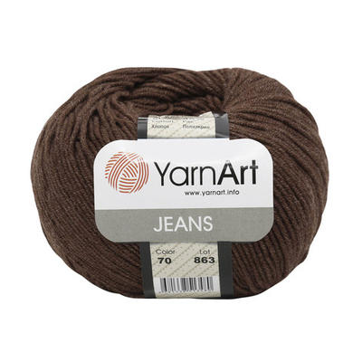 Пряжа YarnArt (ЯрнАрт) Jeans / уп.10 мот. по 50 г, 160 м, 70 т-коричневый