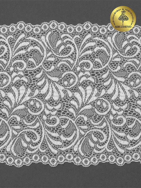 Кружево бельевое эластичное 180 мм / 20 м, 240, цв.1 белый, Kruzhevo