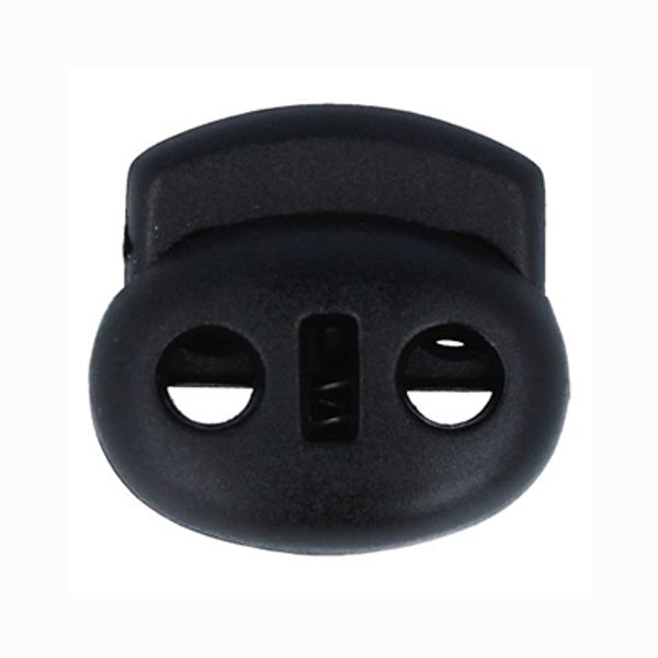 Фиксатор (зажим) для шнура пластик 2 отв., ⌀4.0 мм, 72 шт, 01 черный, Micron A 1186