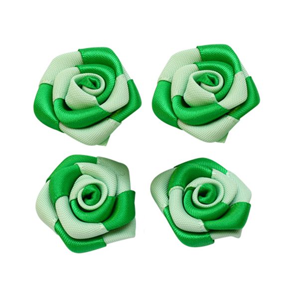 Цветочки пришивные 2,5 см, 4 шт, 552/513 зеленый/св.зеленый
