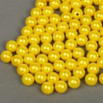 Бусины пластик (перламутр) ⌀10 мм, цв.A08 лимон, уп.50г (96 шт), Magic4Hobby
