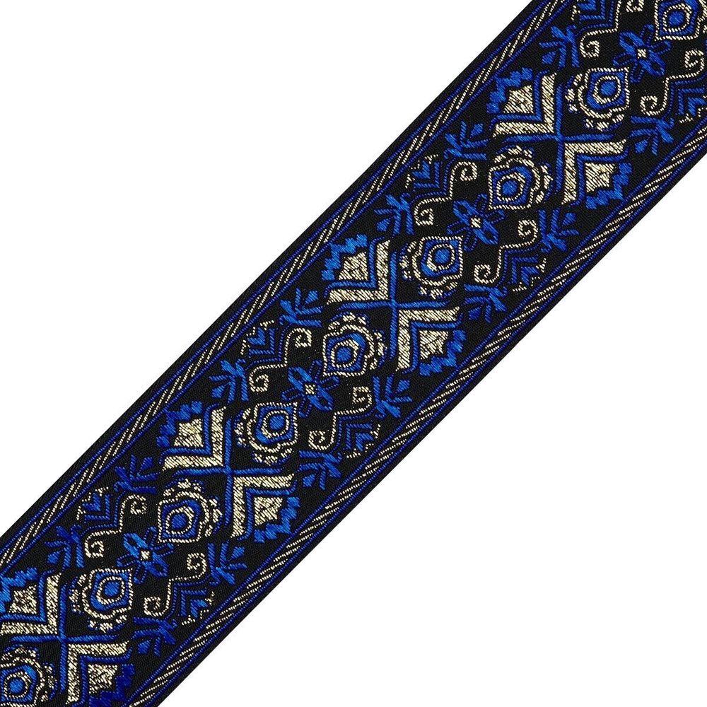 Лента (тесьма) жаккардовая 50.0 мм / 7.32 метра, синий, 402088