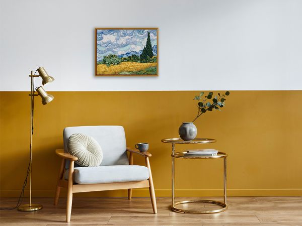 Набор для вышивания нитками Panna, Золотая серия, Пшеничное поле с кипарисами, 38х30 см