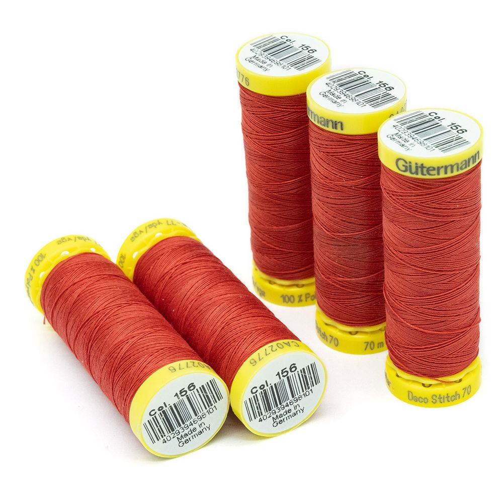 Нитки отделочные Gutermann Deco Stitch 70, 70м, 156 красный, 5 катушек