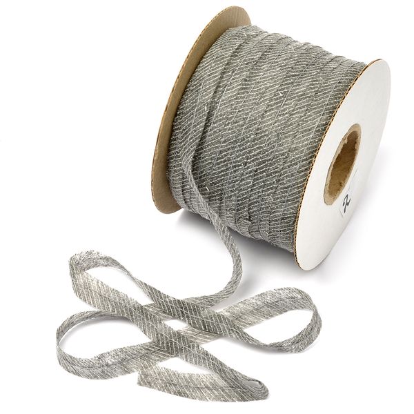 Лента клеевая нитепрошивная по косой с нитью 12мм цв.серый, рул.100м
