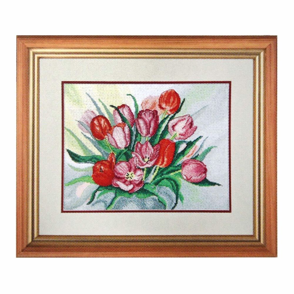 Набор для вышивания нитками Hobby&Pro, Тюльпаны, 32х25 см