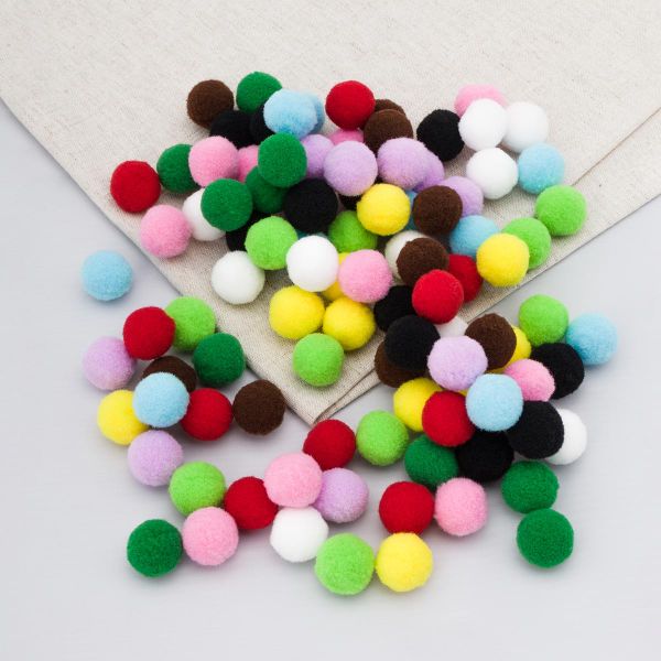 Помпоны для творчества Ассорти 20 мм, 10 цветов, 100 шт, Astra&Craft