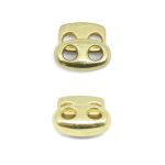 Фиксатор (зажим) для шнура металл плоский, 2 отв., 13х13 мм, (in ⌀3 мм), мет. цв.золото, 10 шт