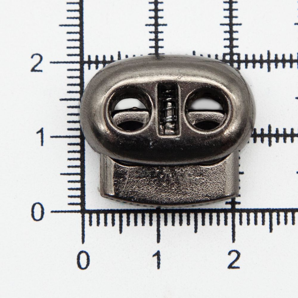 Фиксатор (зажим) для шнура пластик 2 отв., ⌀5.0 мм, 23х20 мм, плоский, под металл (черный никель), 200 шт