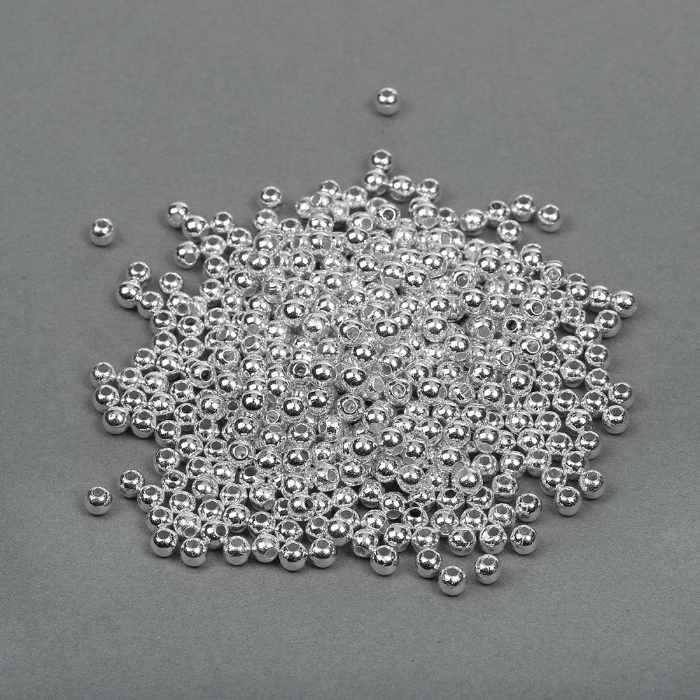 Бусины пластик ⌀4 мм, 500 г, цв.серебро, Magic4Hobby