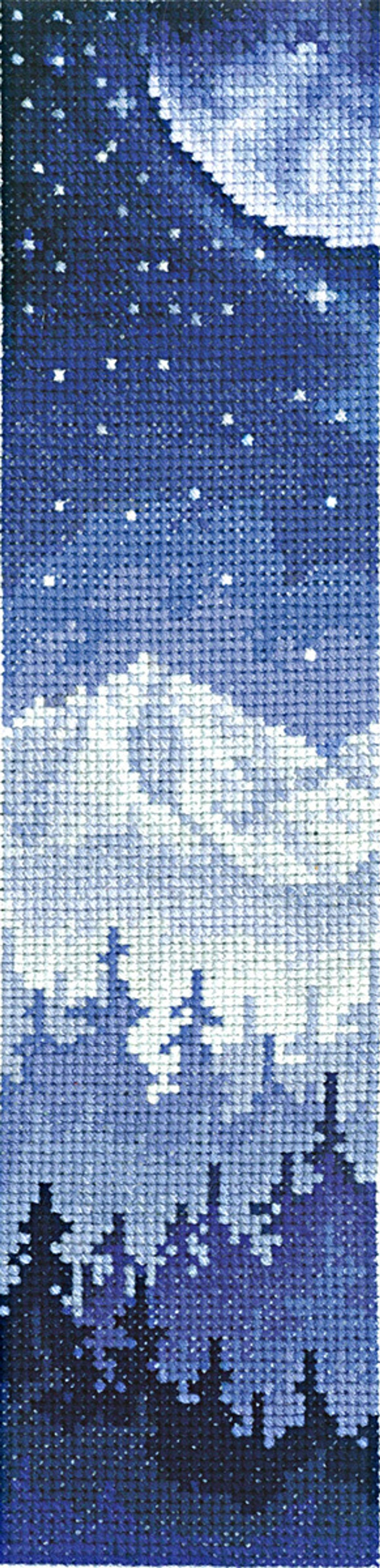 Набор для вышивания нитками Сделай своими руками, Закладки. Луна над лесом, 5.5х22 см