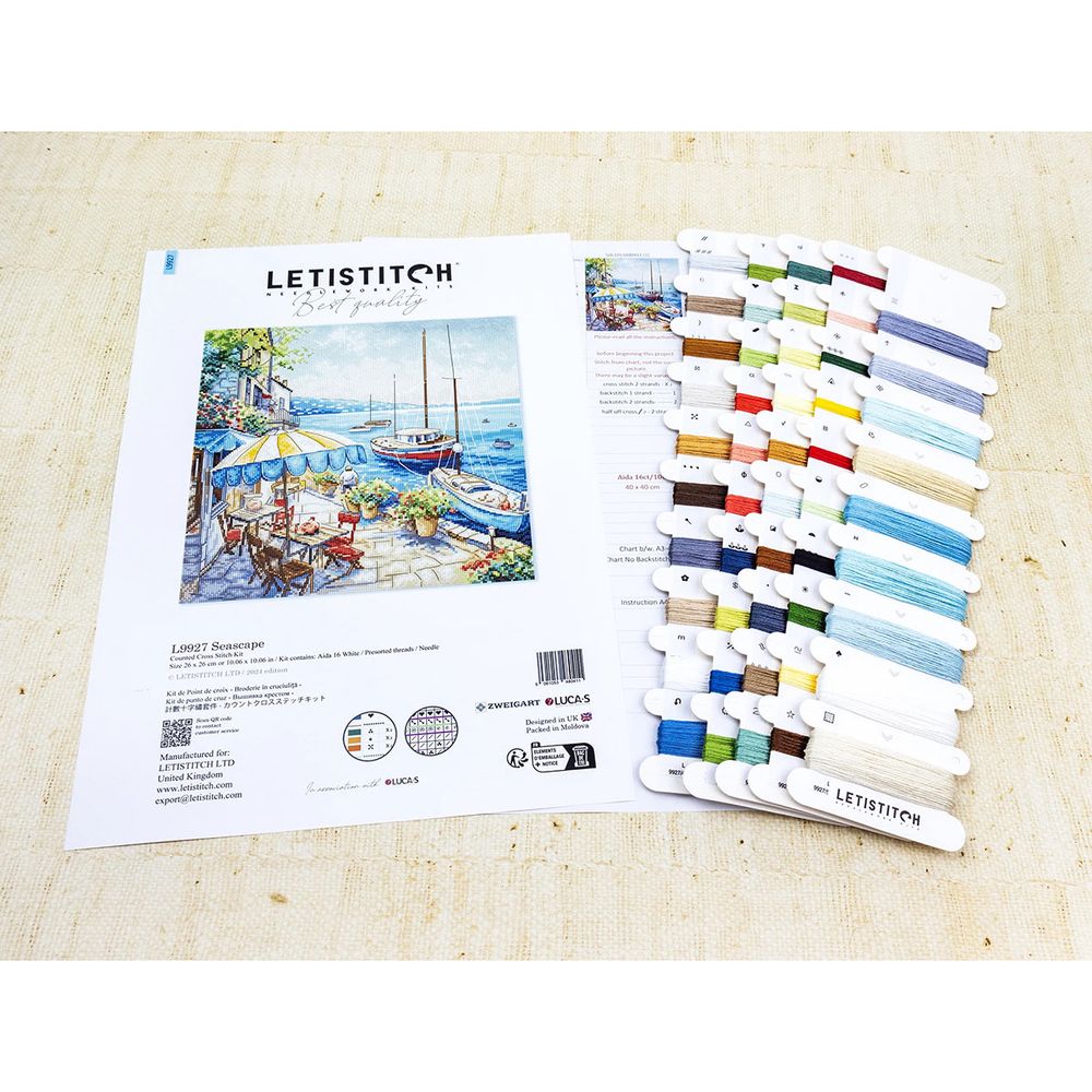 Набор для вышивания нитками LetiStitch L9927, Морской пейзаж 26х26см