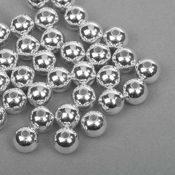 Бусины пластик ⌀12 мм, цв.серебро уп.50 г, Magic4Hobby