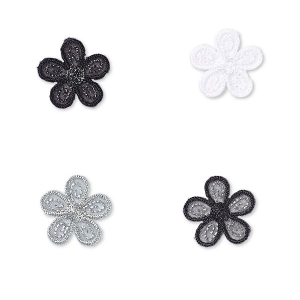 Аппликация самоклеящаяся/приутюживающаяся Цветы черный цв, мал, Prym