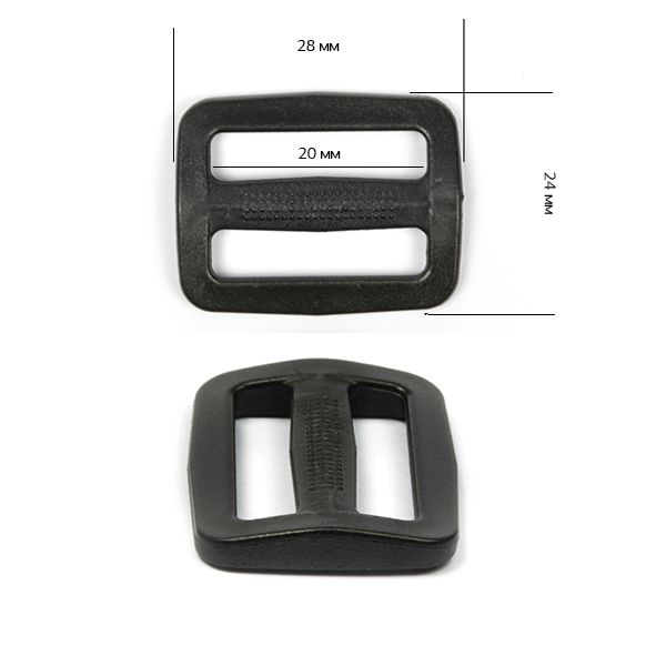 Пряжка двухщелевая 20мм А3, цв.черный уп.1000 шт