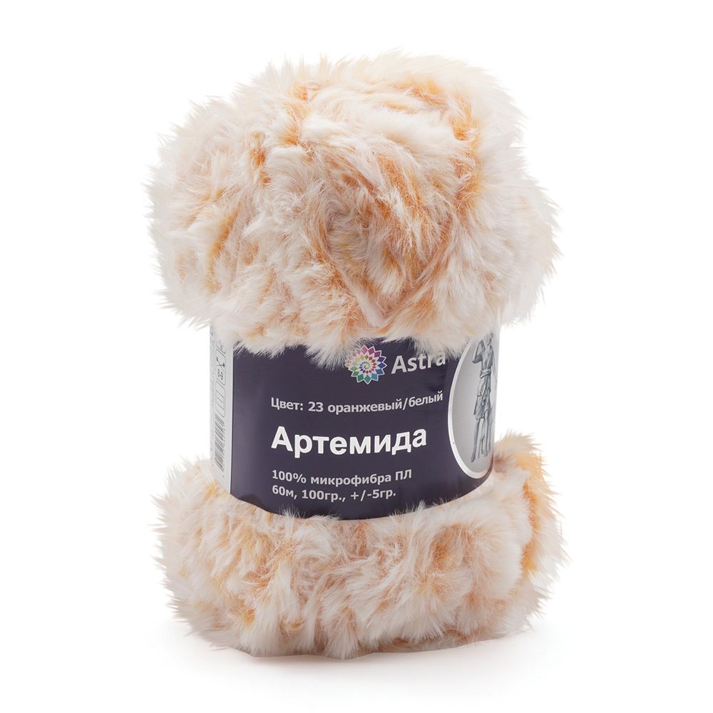 Пряжа Astra Premium (Астра Премиум) Артемида / уп.3 мот. по 100 г, 60 м, 23 оранжевый/белый