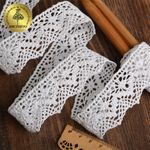Кружево вязаное (тесьма) 32 мм, цв.02 белый, уп. 25 м, Kruzhevo