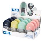 Ластик-точилка Capsule Silver 1 отверстие 12 шт, 4714112 ассорти, Milan