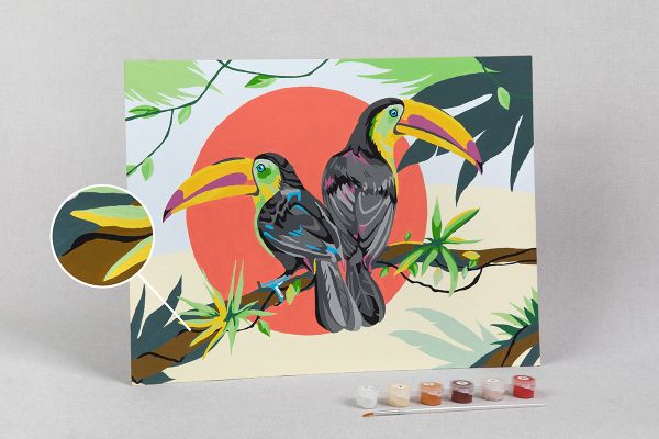 Картина по номерам Фрея PKZ/PM-061, Яркие туканы, (на картоне) 40х30 см