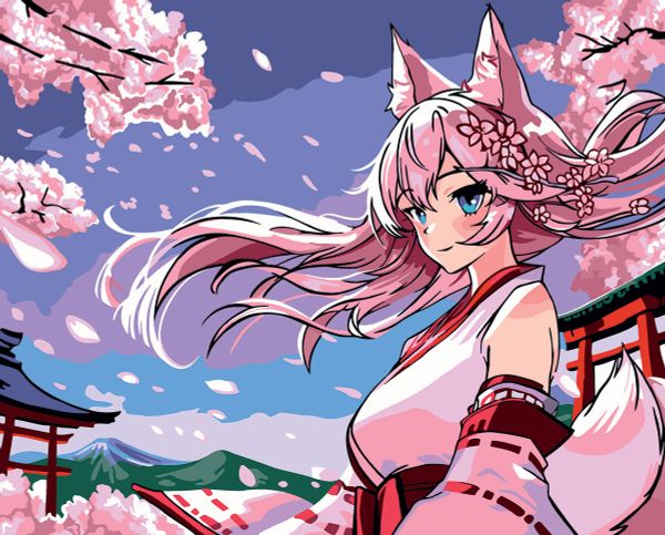 Картина по номерам Фрея PNB/PL-202, В стиле аниме. Кумихо, 50х40 см