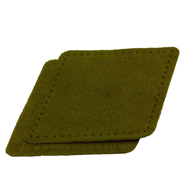 Заплатки пришивные из замши, ромб 8х11,2см с перфорацией, 2 шт, 100% кожа, 33 хаки, 59125