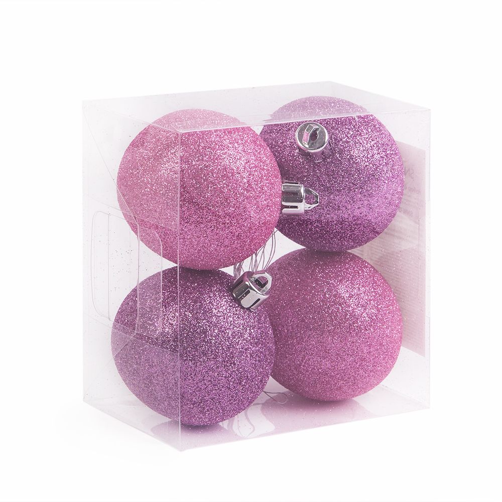 Набор елочных игрушек Шар ⌀5.8 см, 4 шт, №22 св.розовый, ассорти, Snoweekon SNW-01