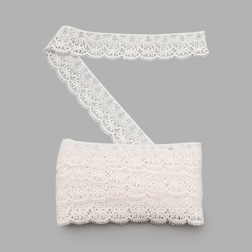 Кружево гипюр (плетёное) 45 мм / 9.14 метров, матовое 571 молочный