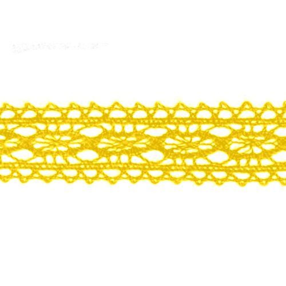 Кружево вязаное (тесьма) 12.0 мм х/б, JD013 желтый, 20 м