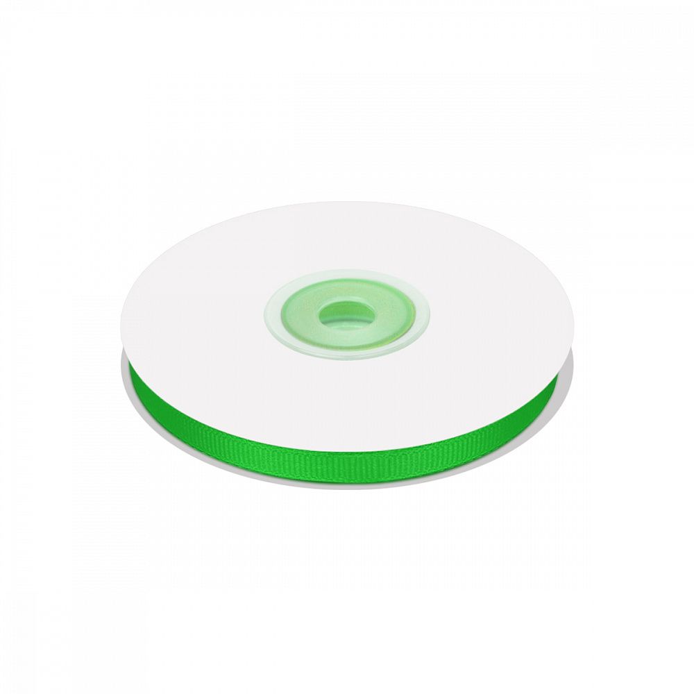 Лента репсовая (в рубчик) 6.0 мм / 22.8±1 метра, 579 ярк.зеленый, Magic4Hobby