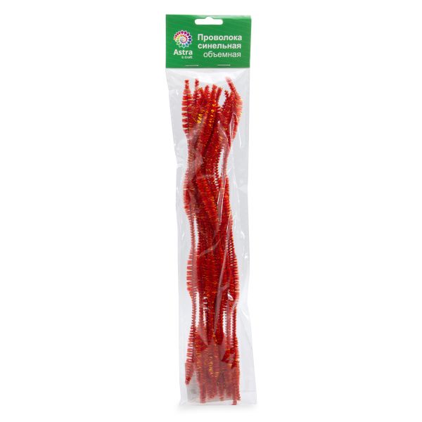 Проволока синельная объемная Цветок 12 мм / 300мм, 15 шт, Astra&Craft (B-037 красный)