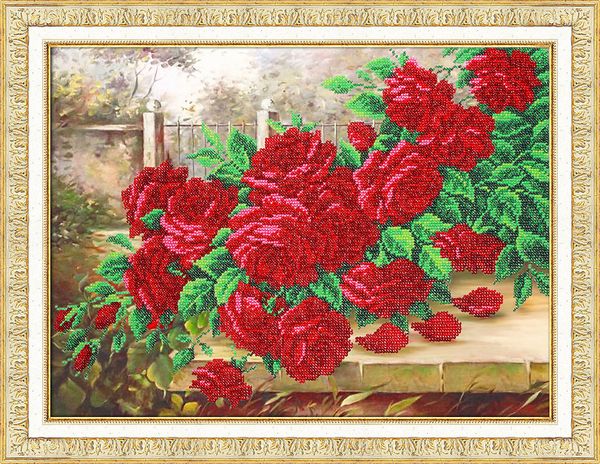 Набор для вышивания бисером Паутинка, Аромат роз 38х28 см
