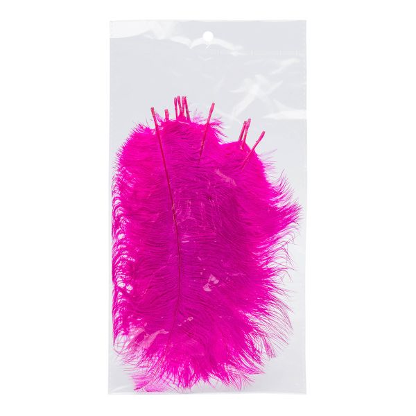 Перья страуса декоративные 20-25см, 10 шт в упак, фуксия