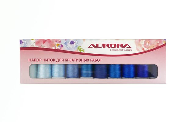 Швейные нитки (набор) для креативных работ Aurora Синий Лен, AU-8211, 1 шт