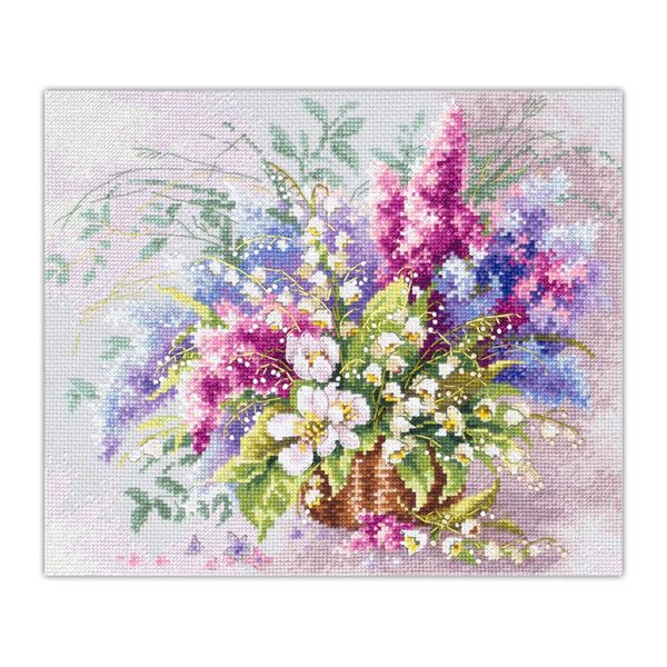 Набор для вышивания нитками Чудесная игла Ландыши и сирень 28х23 см, 101-305