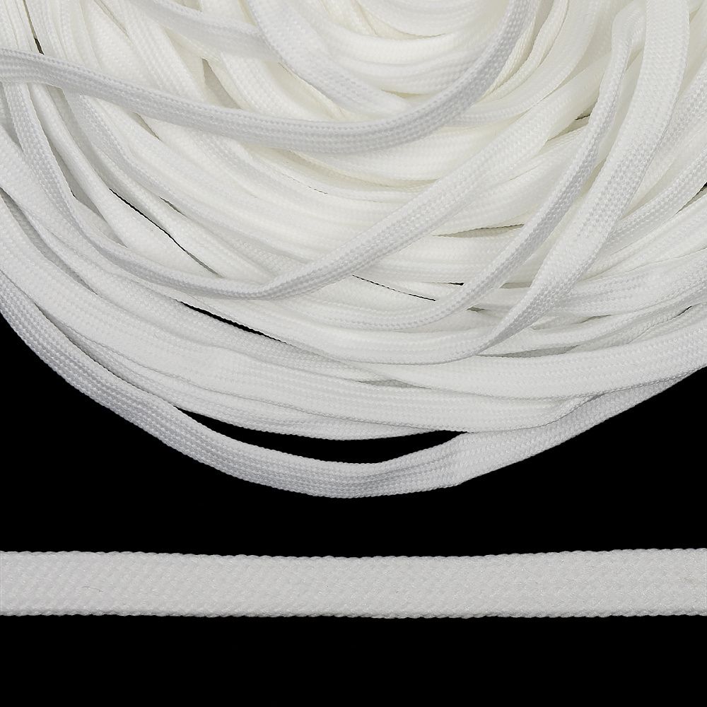 Шнур полиэфир плоский 10.0 мм / 100 метров, турецкое плетение белый