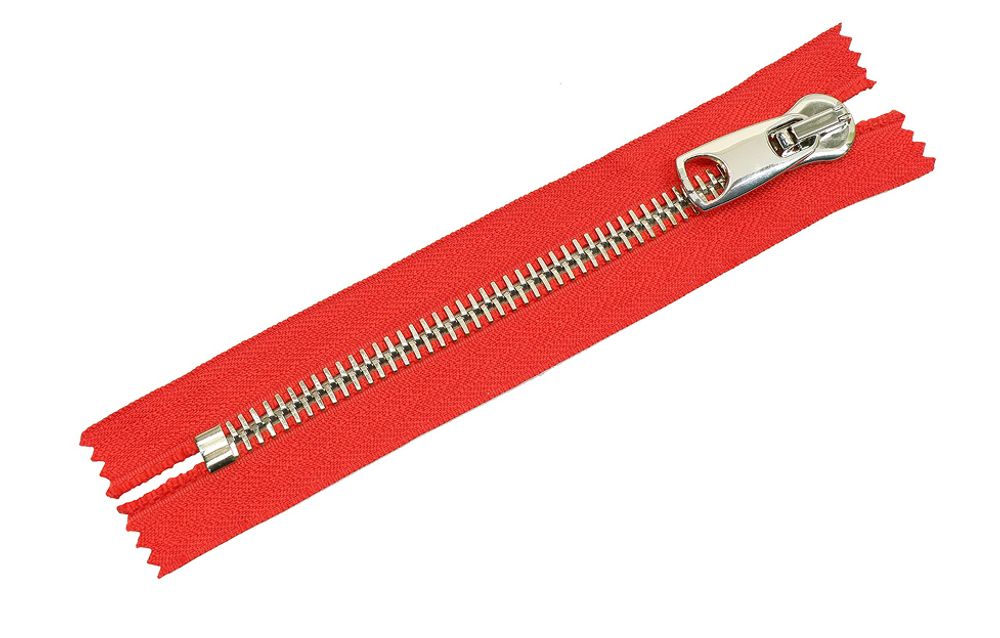 Молния металл Т12 (12 мм) 1 зам., н/раз., 18 см, никель, цв.D820 красный, MaxZipper Premium, 1 шт /TOS/