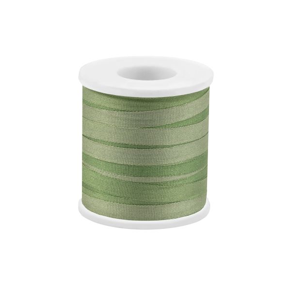 Лента (тесьма) шелковая 4.0 мм / 45.5±0.5 метров, M006 серо-зеленый/зеленый, Gamma SRM-4