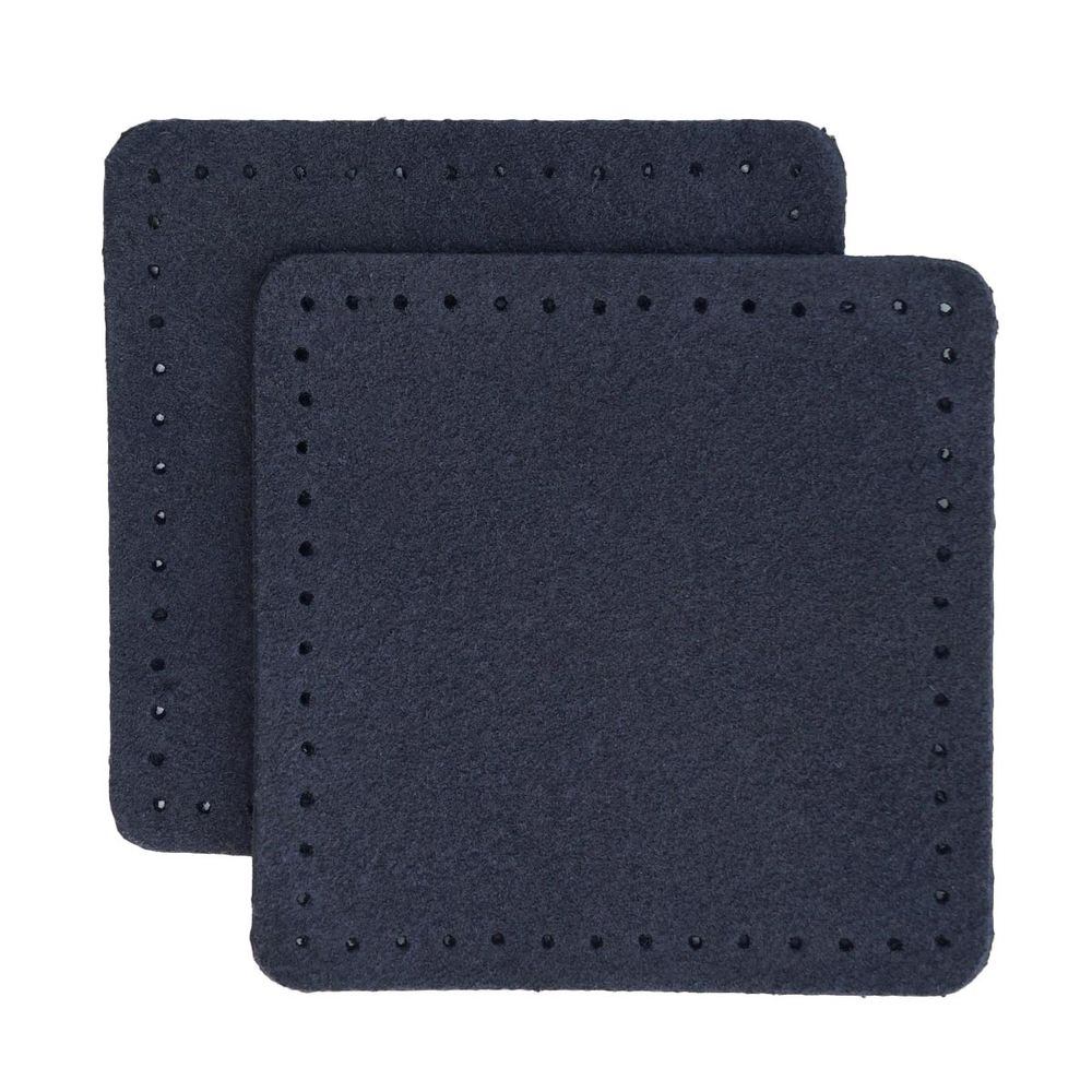 Заплатки пришивные из замши, квадрат 6см с перфорацией, 2 шт, 100% кожа, 22 темно-синий, 59112