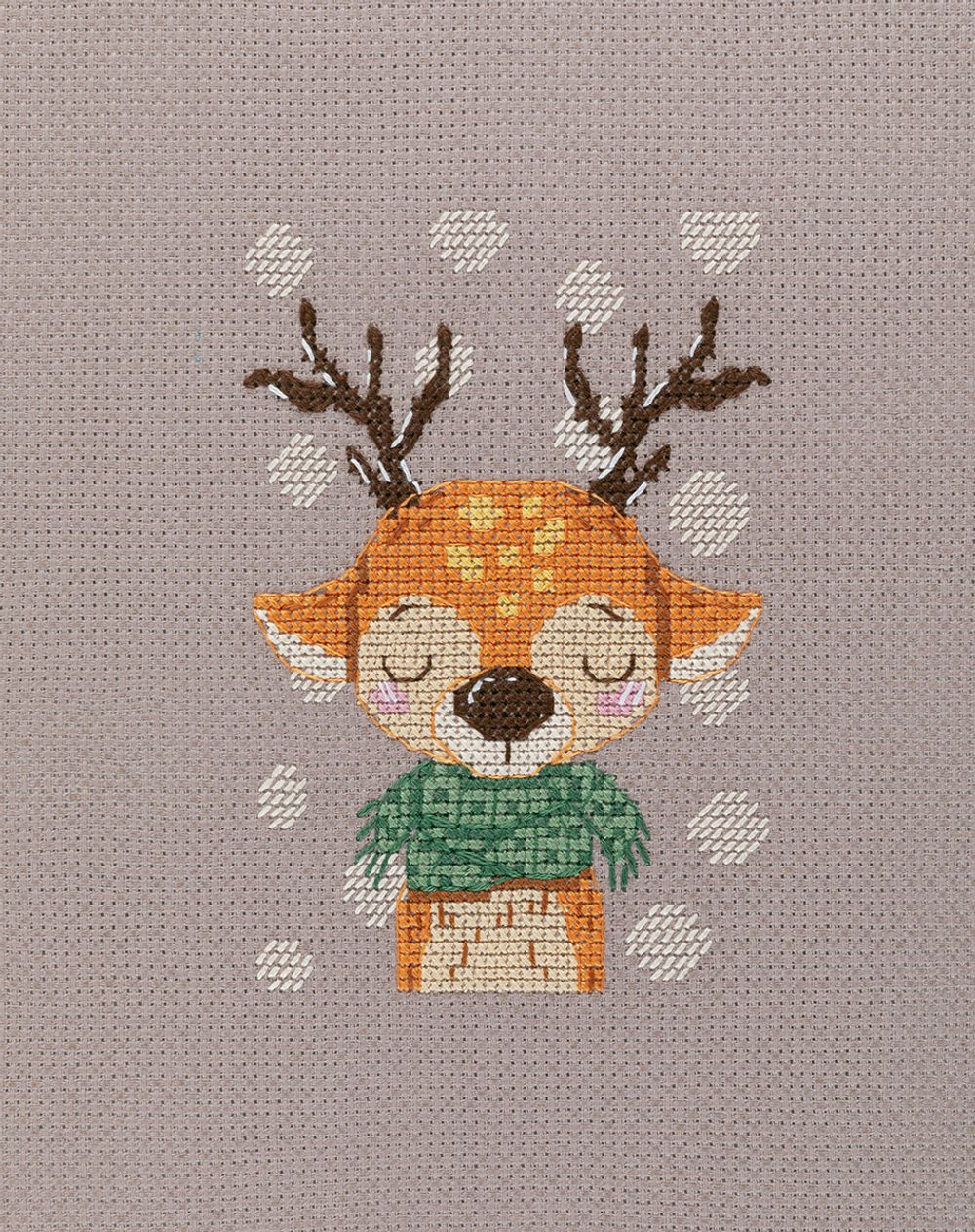 Набор для вышивания нитками Klart 8-562, Олень в шарфике, 11.5х11.5 см
