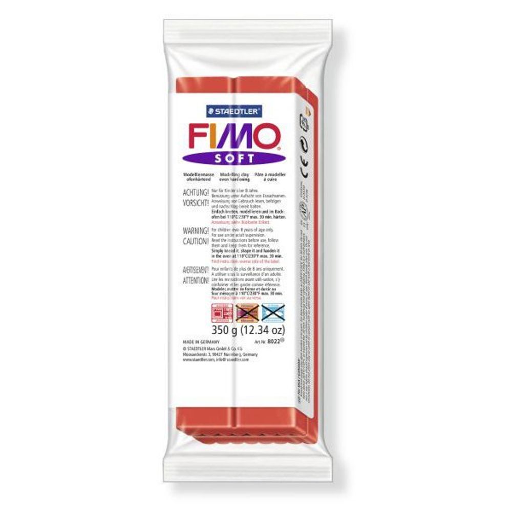 Полимерная глина запекаемая Fimo Soft, уп. 350 гр, цв. индийский красный, 8022-24