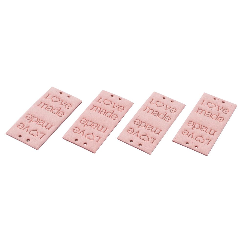 Бирка кожаная с тиснением Love Made 1,9х3,8см, уп.4 шт, розовый