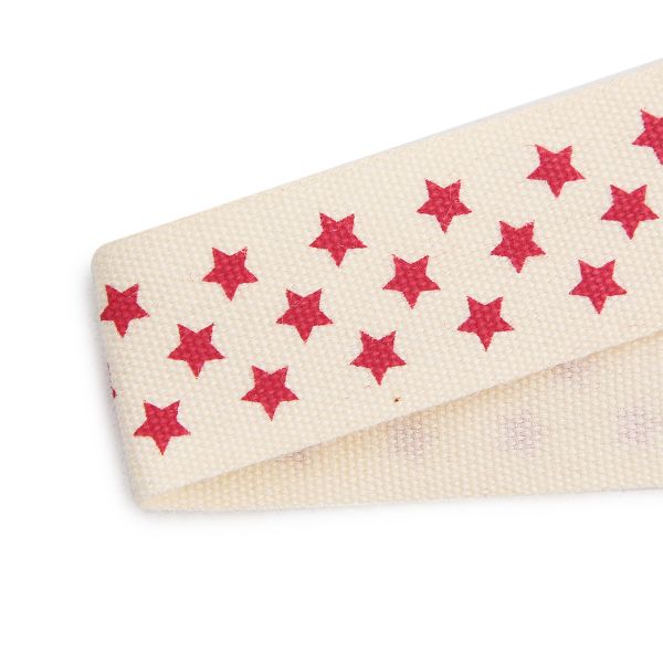Лента декоративная Звездочки, хлопок, 16 мм, 1 м (белый/красный)