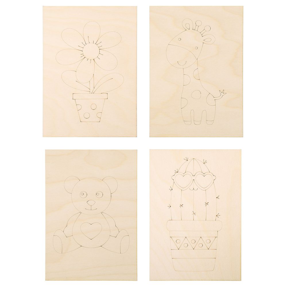 Набор досок для выжигания, выпиливания, рисования Для начинающих, 4 шт, формат А5, L-2311