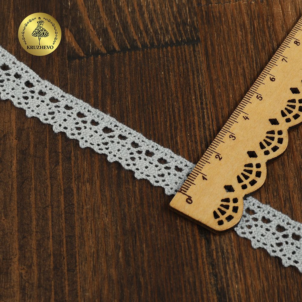 Кружево вязаное (тесьма) хлопковое 18мм арт.TR.1006 цв.серый, уп.10м, Kruzhevo