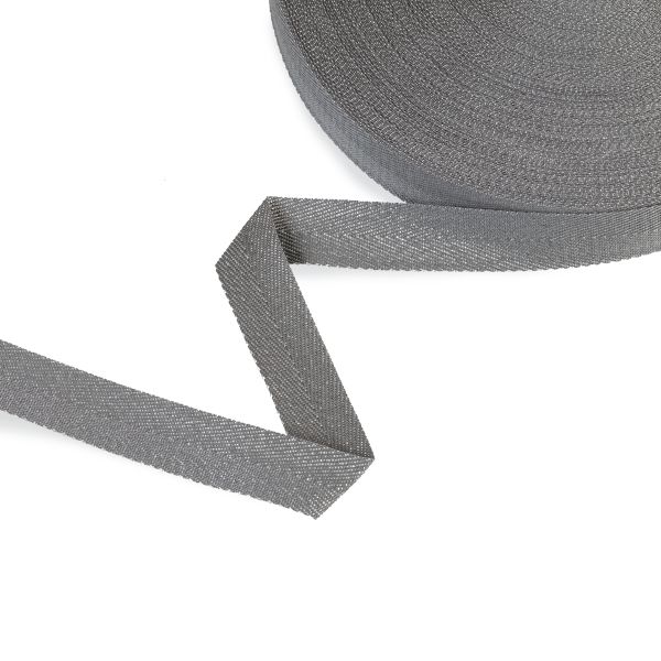 Тесьма (лента) киперная п/э с люрексом 20 мм / 50 метров, серый-серебристый/grey-silver, Gamma TPTL-20