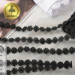 Кружево гипюр (плетёное) 15 мм ромашка цв.черный, уп.13.71 м, Kruzhevo