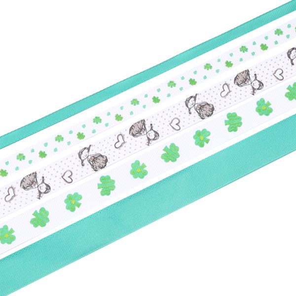 Набор репсовых лент, 5 шт, 45 м (2 шт по 18 м и 3 шт по 3 м), цвет бирюзовый