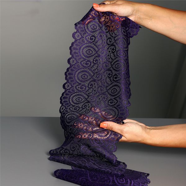 Кружево бельевое эластичное 180 мм / 25 метров, TBY.L1351, цв.L2817 фиолетовый, Kruzhevo