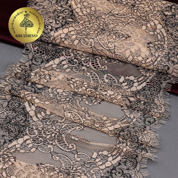 Кружево шантильи (реснички) 230 мм, цв.экрю, уп. 3 м, Kruzhevo